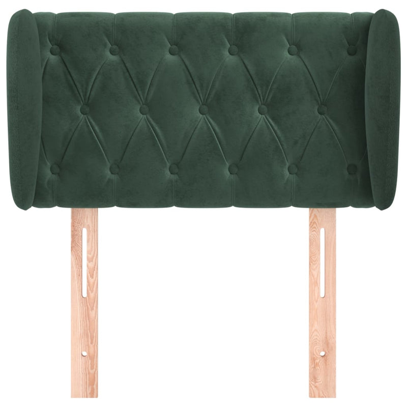 vidaXL sötétzöld bársony fejtámla szárnyakkal 83x23x78/88 cm