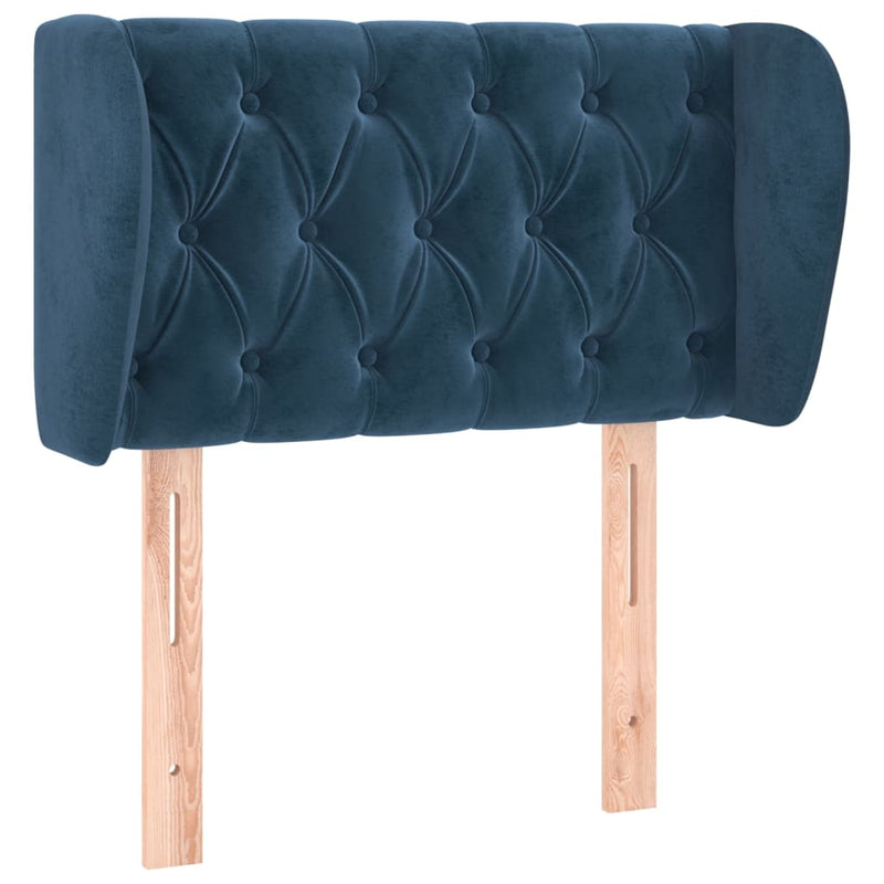 vidaXL sötétkék bársony fejtámla szárnyakkal 83x23x78/88 cm
