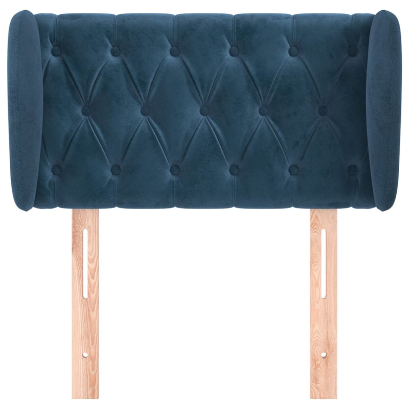 vidaXL sötétkék bársony fejtámla szárnyakkal 83x23x78/88 cm