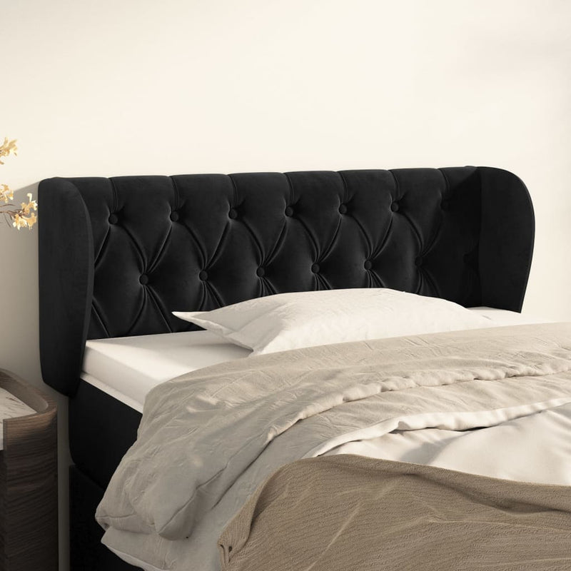 vidaXL fekete bársony fejtámla szárnyakkal 93x23x78/88 cm