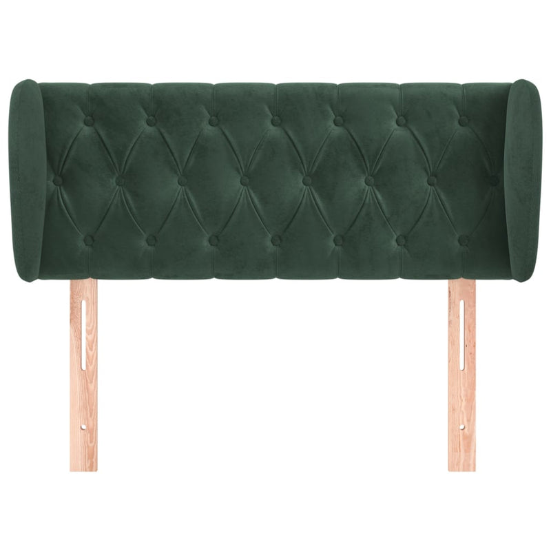 vidaXL sötétzöld bársony fejtámla szárnyakkal 103x23x78/88 cm