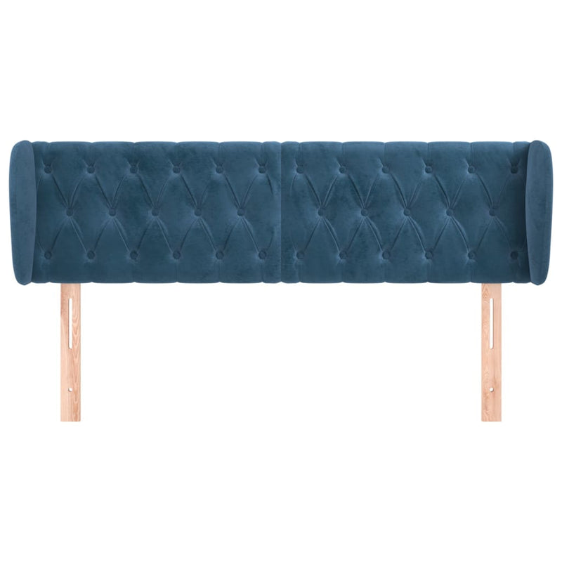 vidaXL sötétkék bársony fejtámla 147x23x78/88 cm