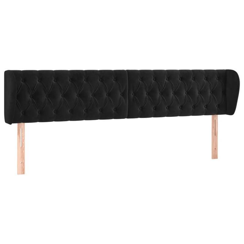vidaXL fekete bársony fejtámla szárnyakkal 183x23x78/88 cm