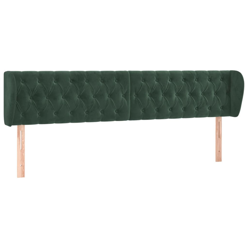 vidaXL sötétzöld bársony fejtámla szárnyakkal 183x23x78/88 cm