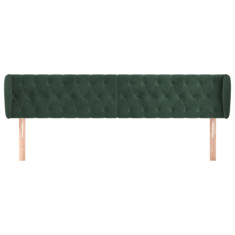 vidaXL sötétzöld bársony fejtámla szárnyakkal 183x23x78/88 cm