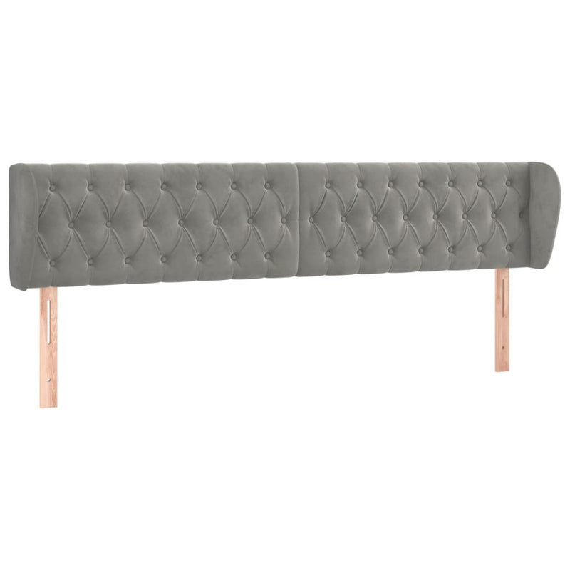 vidaXL világosszürke bársony fejtámla szárnyakkal 203x23x78/88 cm