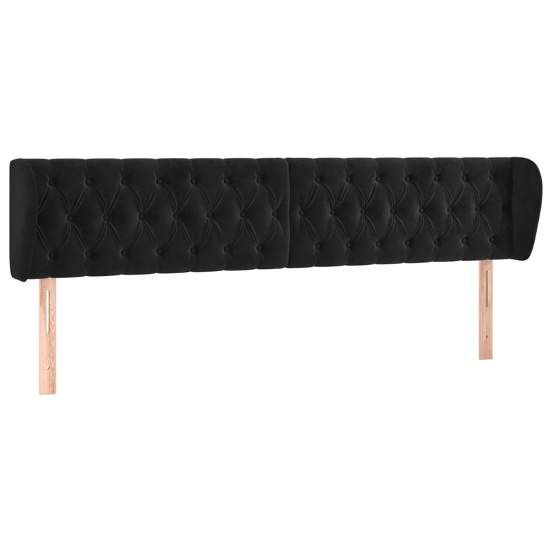 vidaXL fekete bársony fejtámla szárnyakkal 203x23x78/88 cm