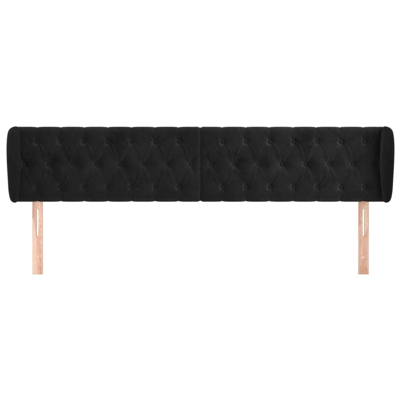 vidaXL fekete bársony fejtámla szárnyakkal 203x23x78/88 cm