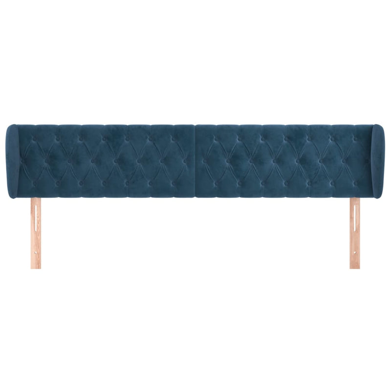 vidaXL sötétkék bársony fejtámla szárnyakkal 203x23x78/88 cm