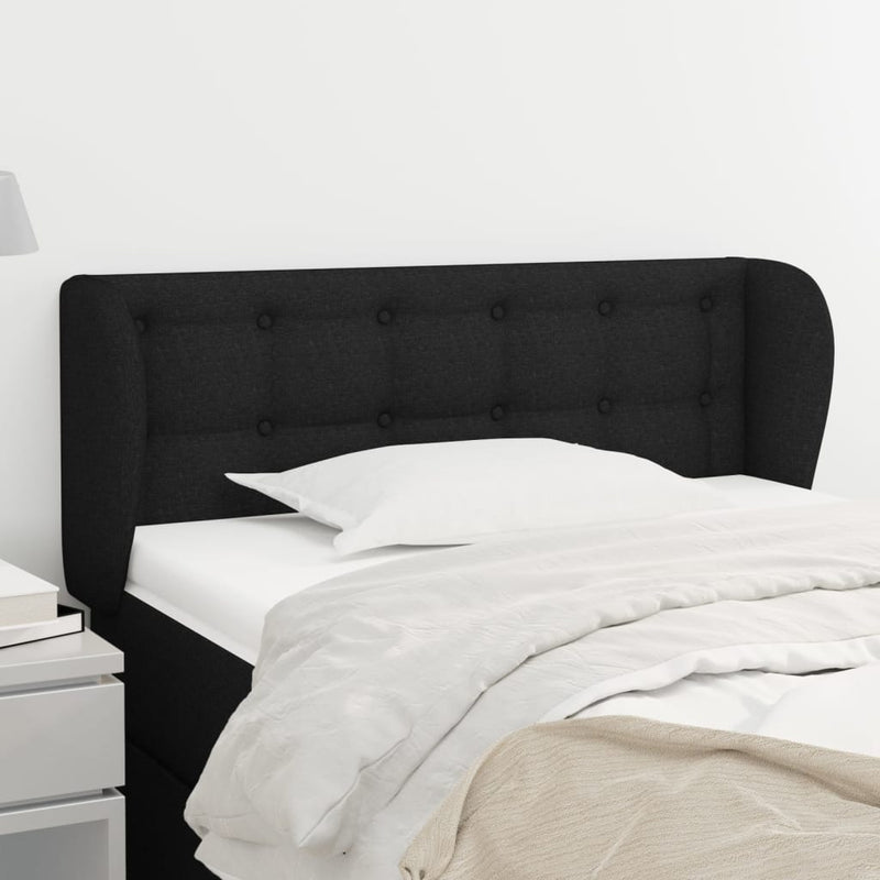vidaXL fekete szövet fejtámla szárnyakkal 103x23x78/88 cm