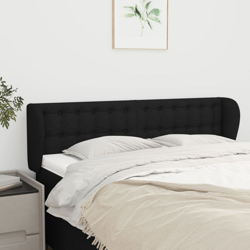 vidaXL fekete szövet fejtámla szárnyakkal 147x23x78/88 cm