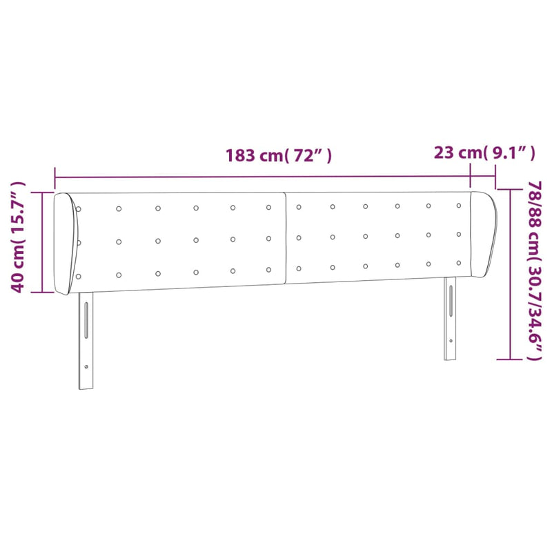 vidaXL sötétbarna szövet fejtámla 183x23x78/88 cm
