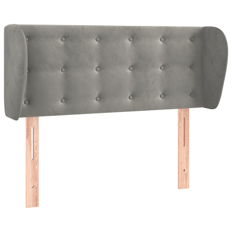 vidaXL világosszürke bársony fejtámla szárnyakkal 93x23x78/88 cm