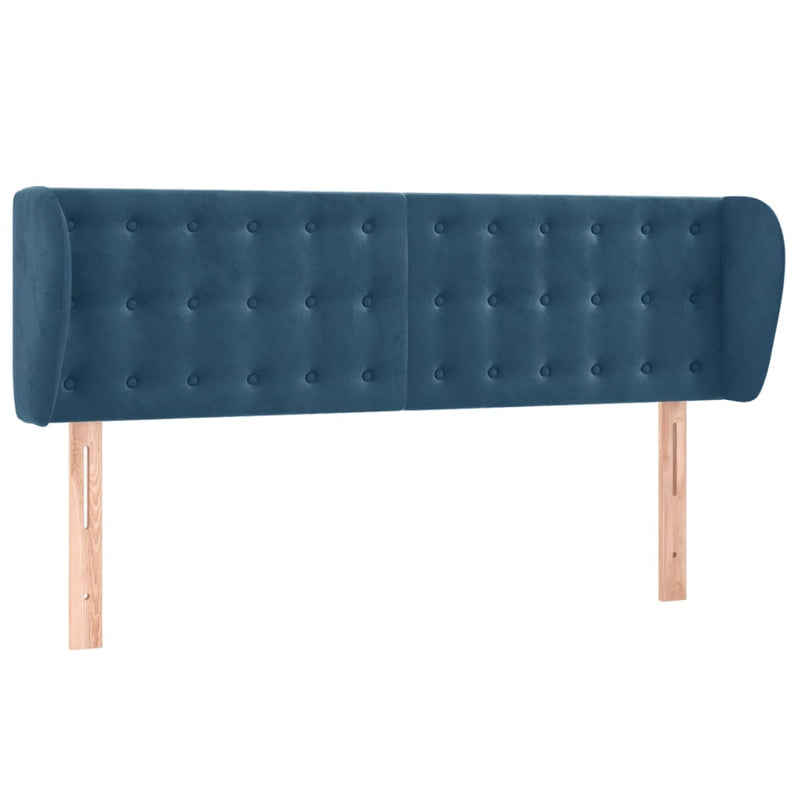 vidaXL sötétkék bársony fejtámla 147x23x78/88 cm