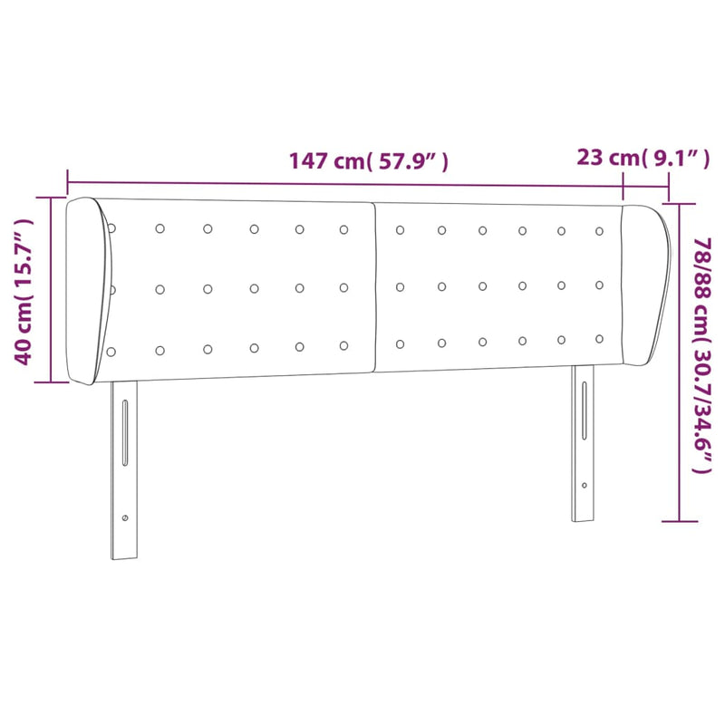 vidaXL sötétkék bársony fejtámla 147x23x78/88 cm