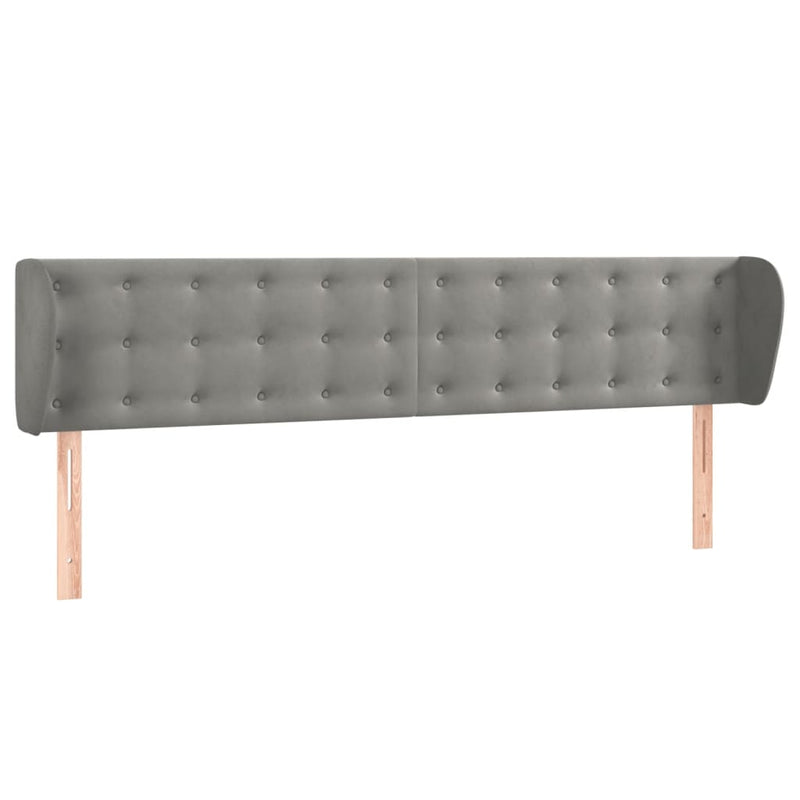 vidaXL világosszürke bársony fejtámla szárnyakkal 183x23x78/88 cm