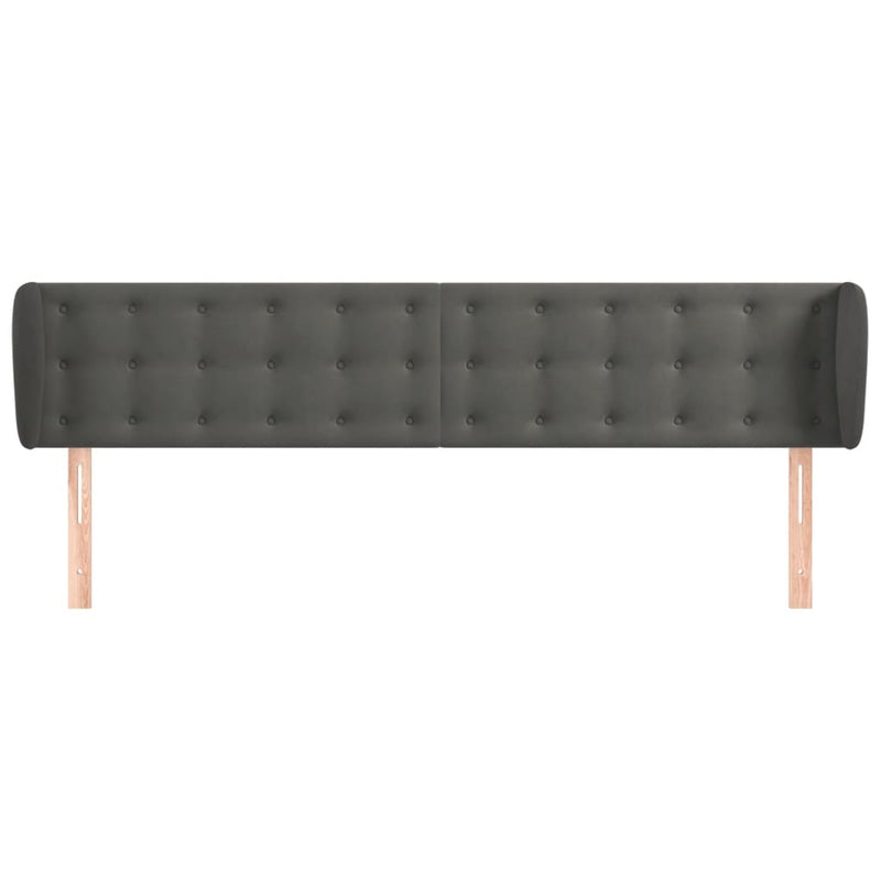 vidaXL sötétszürke bársony fejtámla szárnyakkal 183x23x78/88 cm