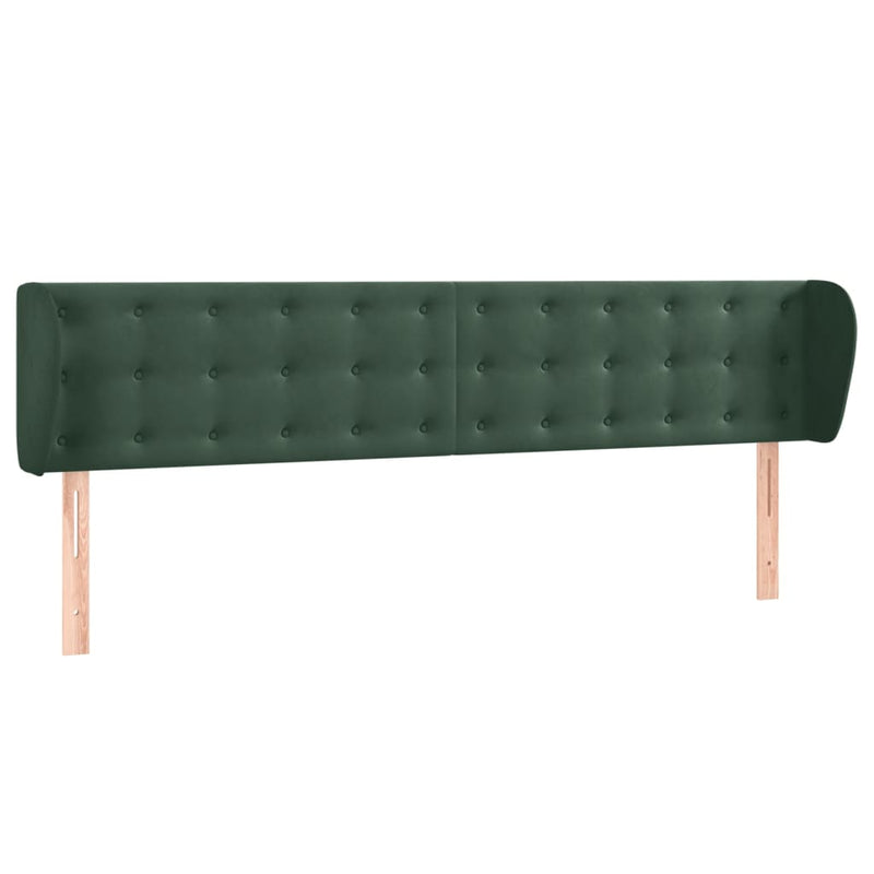 vidaXL sötétzöld bársony fejtámla szárnyakkal 183x23x78/88 cm
