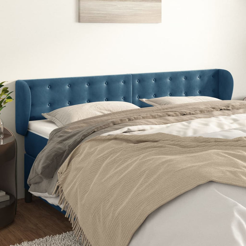 vidaXL sötétkék bársony fejtámla 183x23x78/88 cm