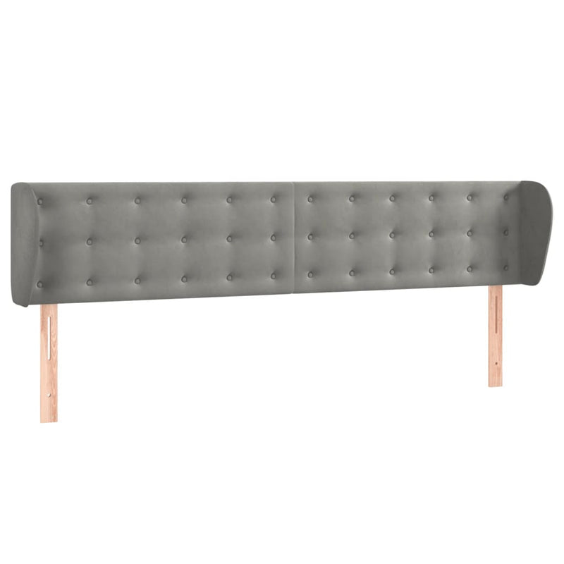 vidaXL világosszürke bársony fejtámla szárnyakkal 203x23x78/88 cm