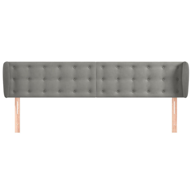 vidaXL világosszürke bársony fejtámla szárnyakkal 203x23x78/88 cm