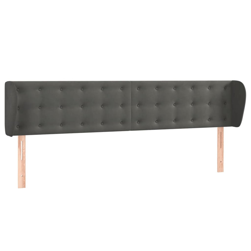 vidaXL sötétszürke bársony fejtámla szárnyakkal 203x23x78/88 cm