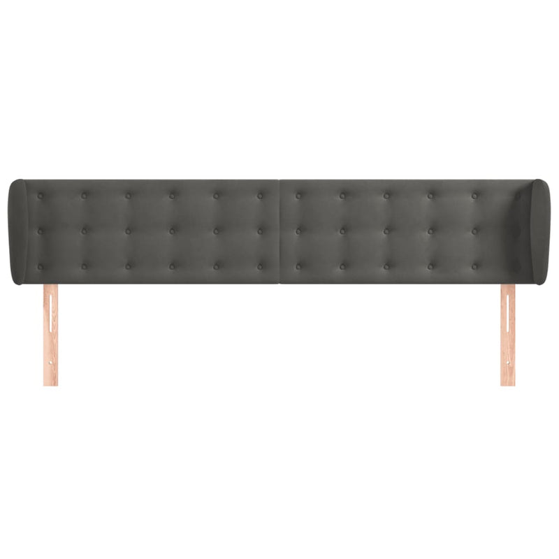 vidaXL sötétszürke bársony fejtámla szárnyakkal 203x23x78/88 cm