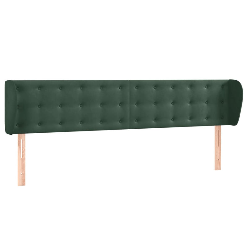 vidaXL sötétzöld bársony fejtámla szárnyakkal 203x23x78/88 cm