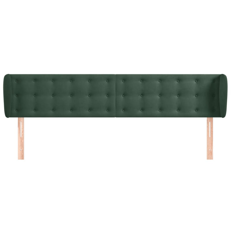 vidaXL sötétzöld bársony fejtámla szárnyakkal 203x23x78/88 cm