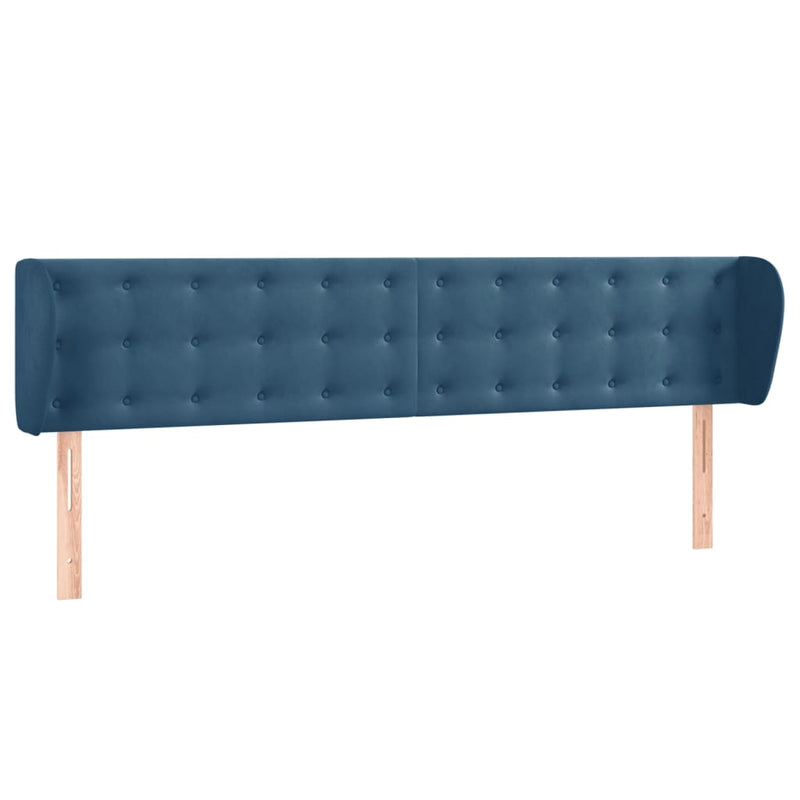 vidaXL sötétkék bársony fejtámla szárnyakkal 203x23x78/88 cm