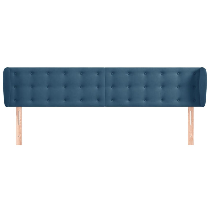 vidaXL sötétkék bársony fejtámla szárnyakkal 203x23x78/88 cm
