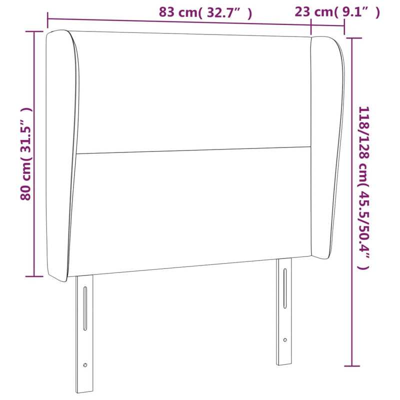 vidaXL sötétbarna szövet fejtámla szárnyakkal 83 x 23 x 118/128 cm