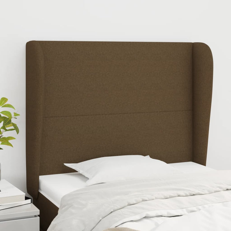 vidaXL sötétbarna szövet fejtámla szárnyakkal 83 x 23 x 118/128 cm