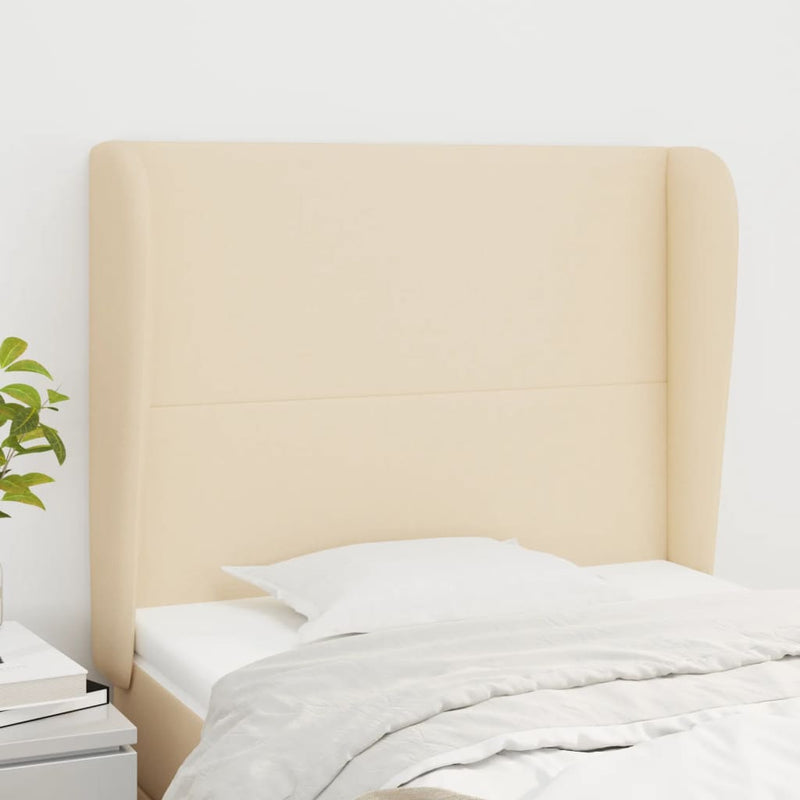 vidaXL krémszínű szövet fejtámla szárnyakkal 83 x 23 x 118/128 cm