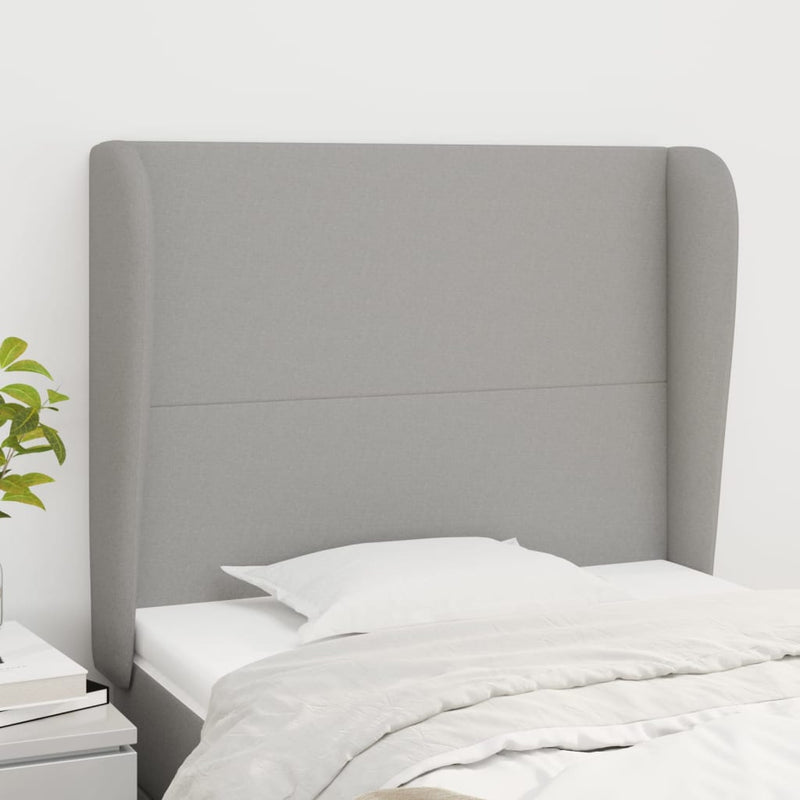 vidaXL világosszürke szövet fejtámla szárnyakkal 93 x 23 x 118/128 cm