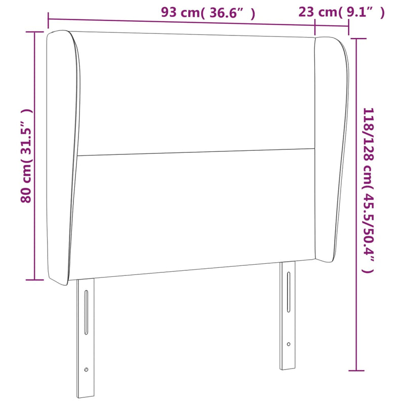 vidaXL sötétszürke szövet fejtámla szárnyakkal 93 x 23 x 118/128 cm