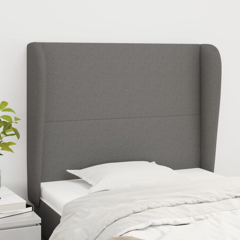 vidaXL sötétszürke szövet fejtámla szárnyakkal 93 x 23 x 118/128 cm