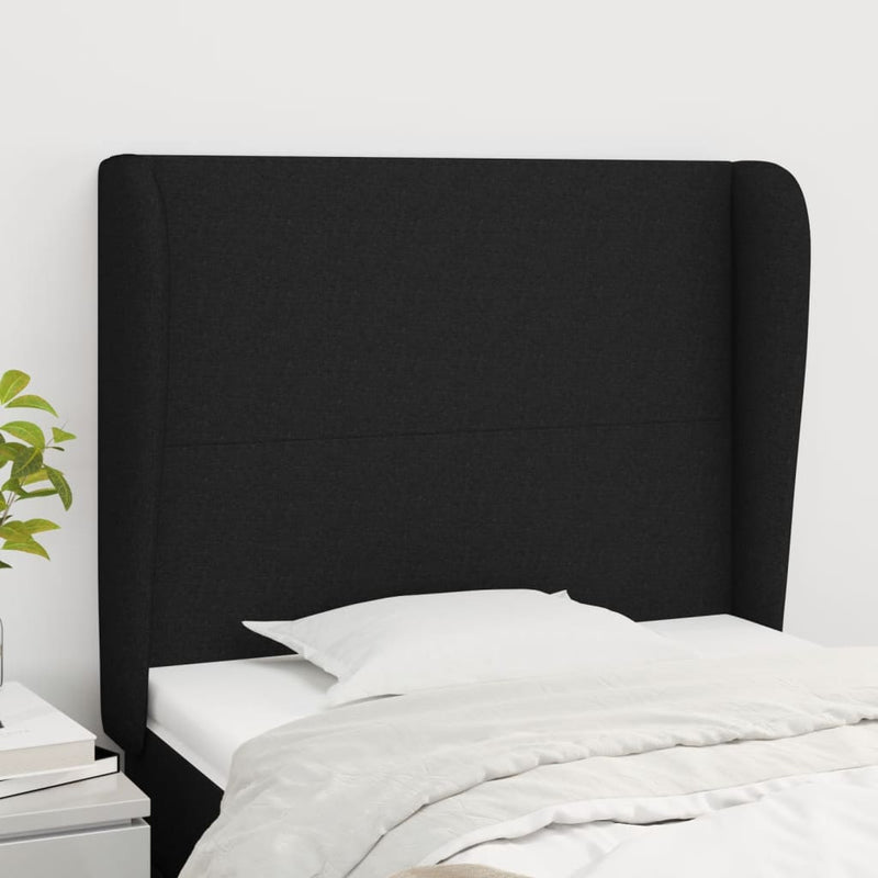 vidaXL fekete szövet fejtámla szárnyakkal 93 x 23 x 118/128 cm