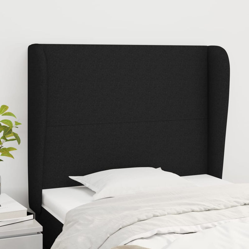 vidaXL fekete szövet fejtámla szárnyakkal 103 x 23 x 118/128 cm