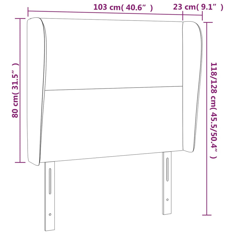 vidaXL krémszínű szövet fejtámla szárnyakkal 103 x 23 x 118/128 cm