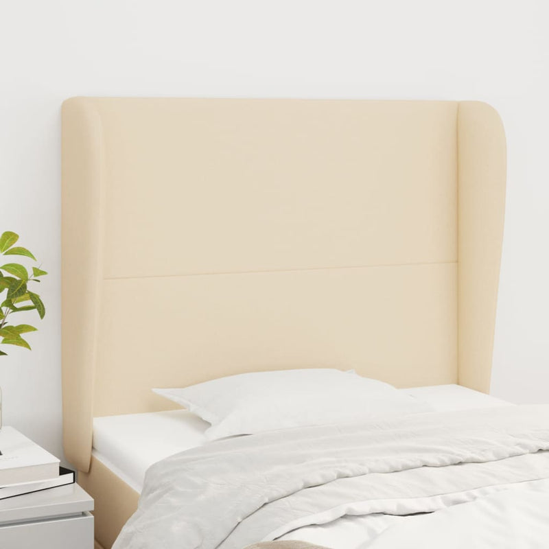 vidaXL krémszínű szövet fejtámla szárnyakkal 103 x 23 x 118/128 cm