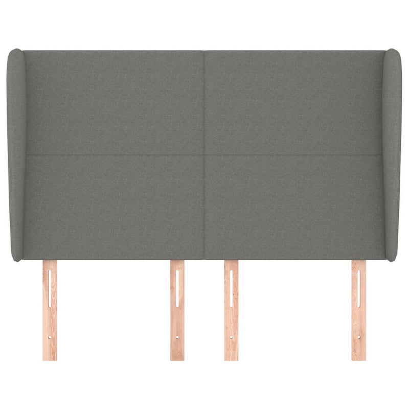 vidaXL sötétszürke szövet fejtámla szárnyakkal 147 x 23 x 118/128 cm