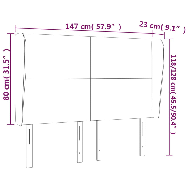 vidaXL sötétbarna szövet fejtámla szárnyakkal 147 x 23 x 118/128 cm