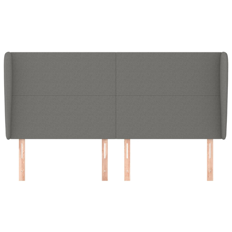 vidaXL sötétszürke szövet fejtámla szárnyakkal 163 x 23 x 118/128 cm