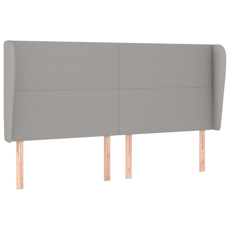 vidaXL világosszürke szövet fejtámla szárnyakkal 183x23x118/128 cm
