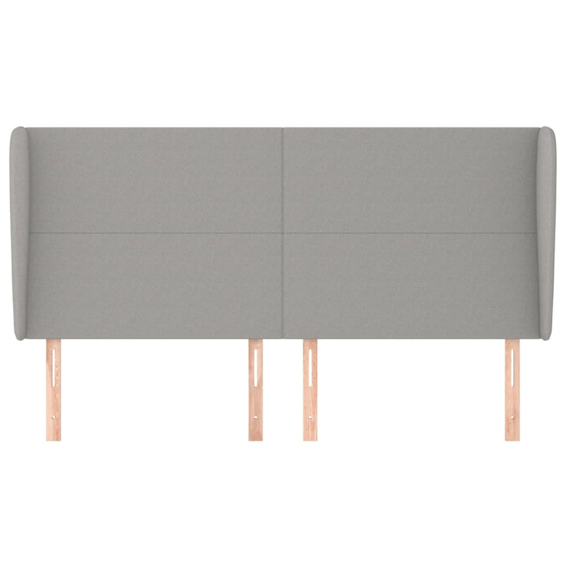 vidaXL világosszürke szövet fejtámla szárnyakkal 183x23x118/128 cm