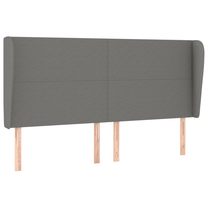 vidaXL sötétszürke szövet fejtámla szárnyakkal 203x23x118/128 cm