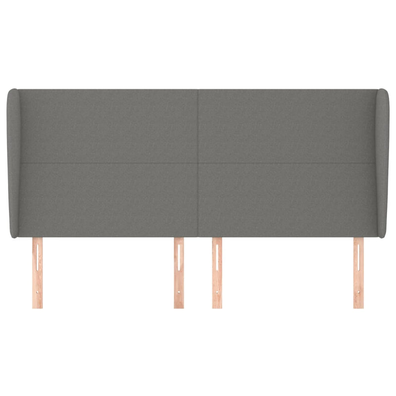 vidaXL sötétszürke szövet fejtámla szárnyakkal 203x23x118/128 cm