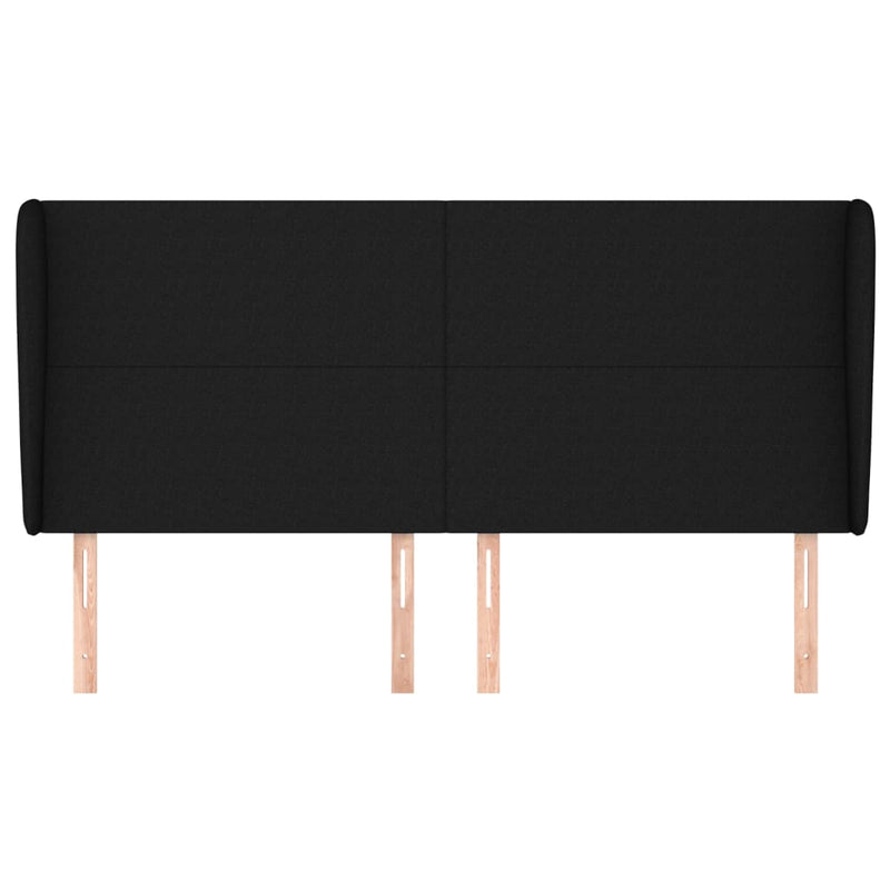 vidaXL fekete szövet fejtámla szárnyakkal 203x23x118/128 cm