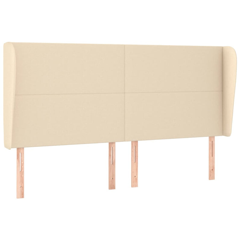 vidaXL krémszínű szövet fejtámla szárnyakkal 203x23x118/128 cm